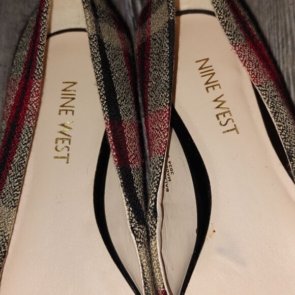 Nine West Tan Red  Black Onlee Ballet Flat Shoes  Sz 5 - Picture 6 of 7